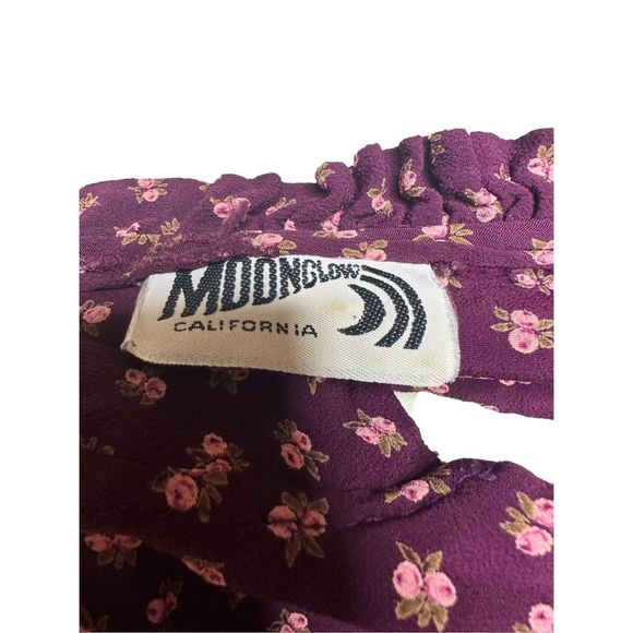 Moonglow Vintage Purple Elastic Waist Floral 3/4 Sleeve Dress Women's Est XS-SM - Picture 4 of 7